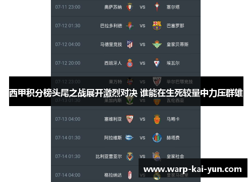 西甲积分榜头尾之战展开激烈对决 谁能在生死较量中力压群雄